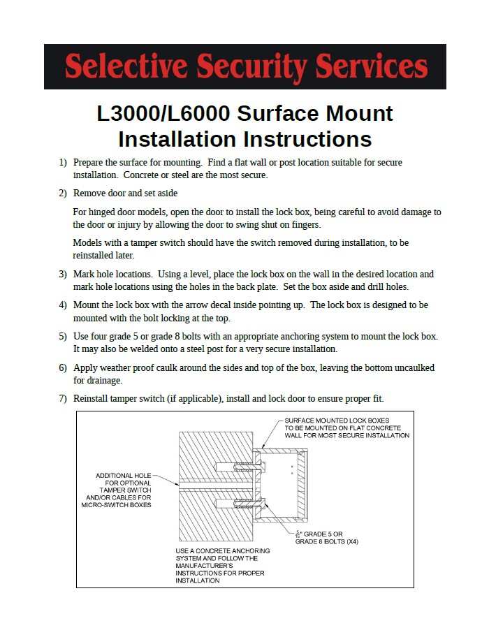 L3000/L6000 Installation Instructions