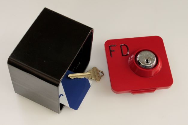Black lock box with FD engraved red door